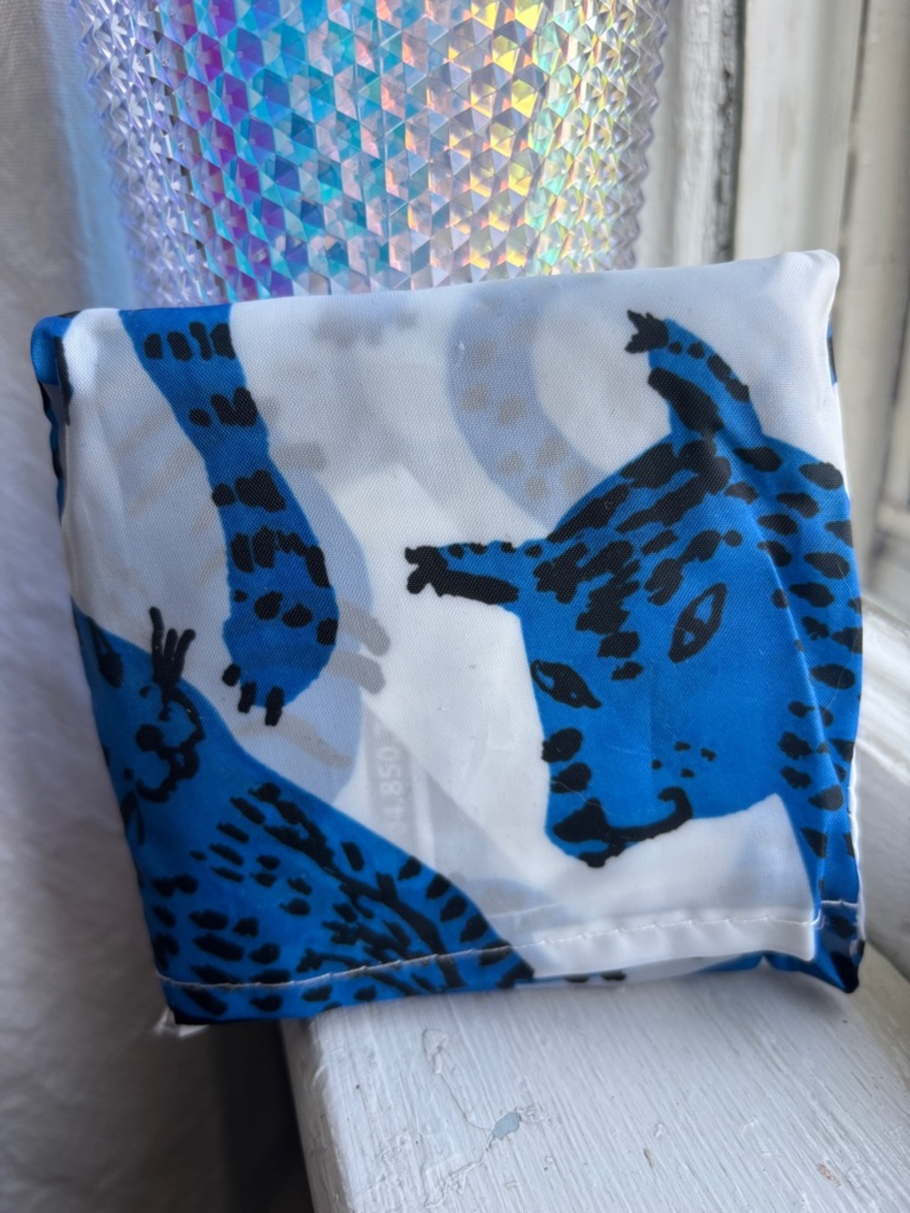 😸IKEA NWT SKYNKE Crazy Blue Cat reusable tote swirling blue felines Warhol-style